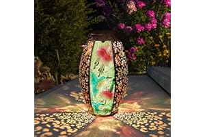 CHINZIMEI Solar Lanterns Outdoor Hanging Light - Solar Powered Hummingbird Glass LED Lights Decorative Waterproof Tabletop Lamp with Hollowed-Out Design for Indoor Yard Table Patio Garden Pathway Holiday