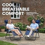 Straame Zero Gravity Chairs Set of 2 Folding Sun Loungers Navy view 7