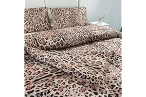 SDY 3PCS Cheetah Comforter Set Queen,Soft Leopard Print Bedding for Kids, Toddler, Girls, Boys