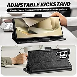 TUCCH Wallet Case for Galaxy S25 Ultra, Magnetic PU