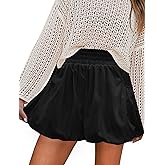 IWH Womens Bubble Shorts Ruffled High Waisted Cute Skorts with Pockets Boho Casual Mini Go Out Skirts