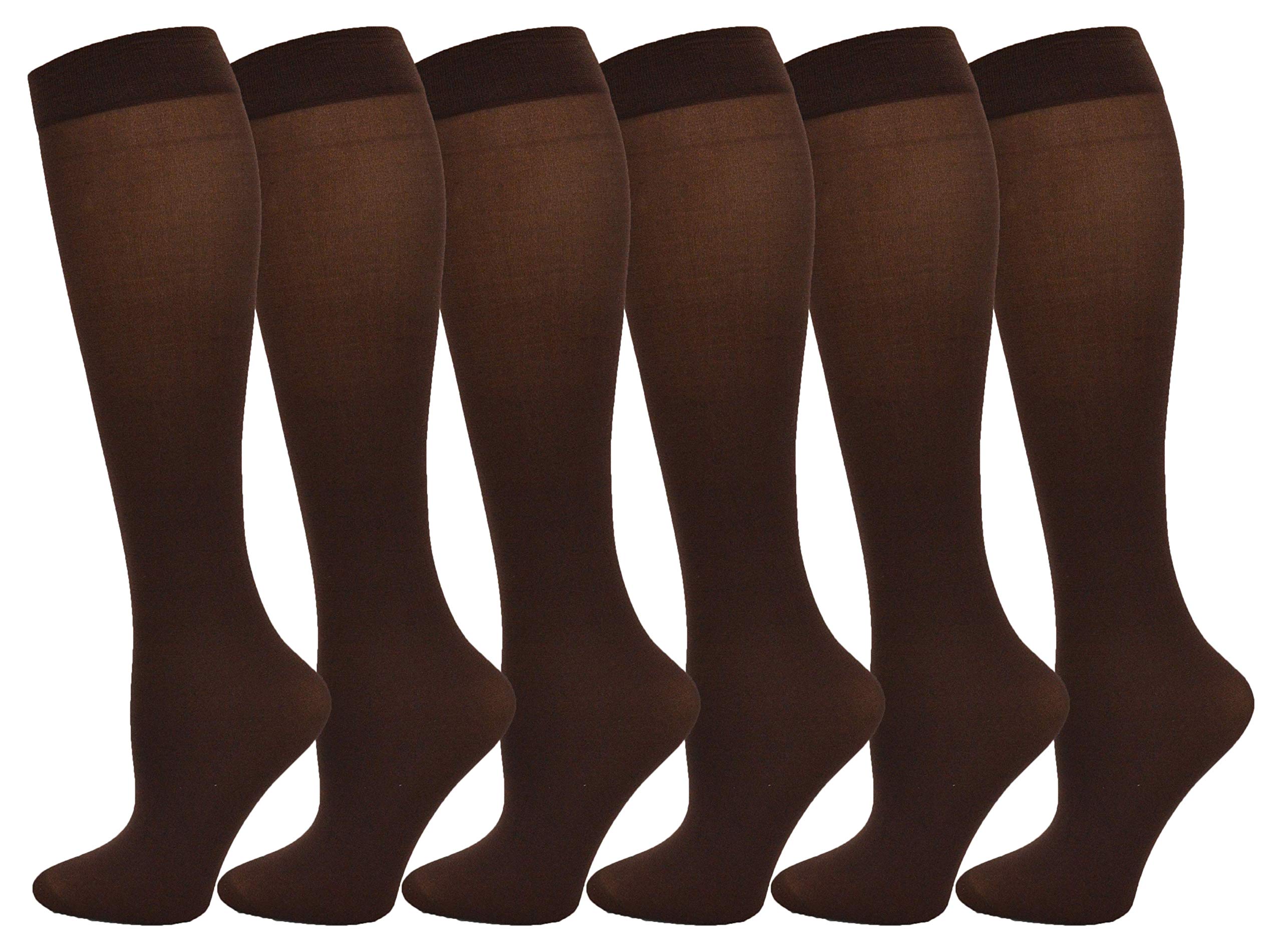 Photo 1 of Winterlace Queen Size Trouser Socks for Women, 6 Pairs Plus Stretchy Opaque Knee High Dress Sock (6 Pairs - Coffee)