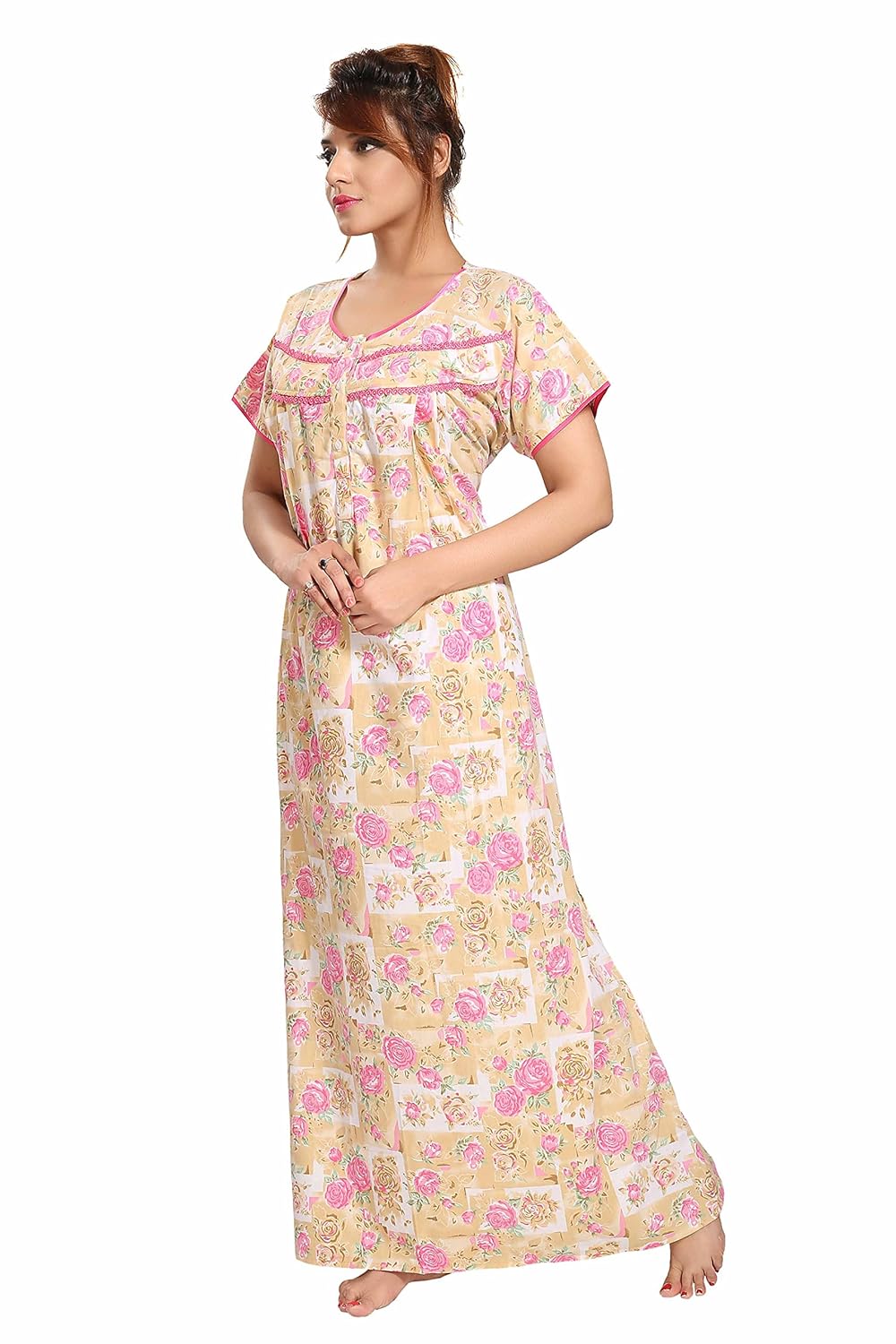 soulemo women's cotton nighty (234, pink, large)