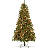 Best Choice Products 4.5ft Pre-Lit Pre-Decorated Artificial Christmas Tree Spruce w/Twinkling LEDs Pinecones, Berries, 150 Lights, w/ 398 Tips