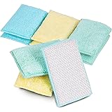 Smart Design Non Scratch Scrub Sponge with Bamboo Odorless Rayon Fiber - Set of 9 - Ultra Absorbent - Soft and Scrubber Side 