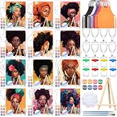 Sherr 96 Pcs 12 Set Pre Drawn Canvas Painting Kits, Lady | Adult Painting Party Set with Brushes Paints Wine Glasses, 8x10 Ready to Paint, DIY Craft for Paint Parties and DIY Crafts