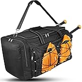 MATEIN Extra Large Catchers Gear Bag, 90 L Baseball Bag with Vented Shoes Compartment and Bat Holder for Baseball Equipment, Softball Duffle Fits Batting Mitten, Tball Gear, Helmet for Adult Men
