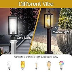 Outdoor Lamp Post Light Fixture, 17 Inch Post