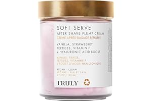 Truly Beauty Soft Serve After Shave Plump Cream | Hydrating & Plumping Cream for Post-Shave Smoothness | With Hyaluronic Acid & Peptides for Firm, Youthful Skin | Strawberry, Vanilla & Amber Scent