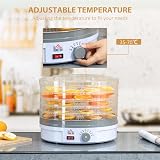 HOMCOM Five Tier Food Dehydrator 245W Adjustable 35-70C White view 6