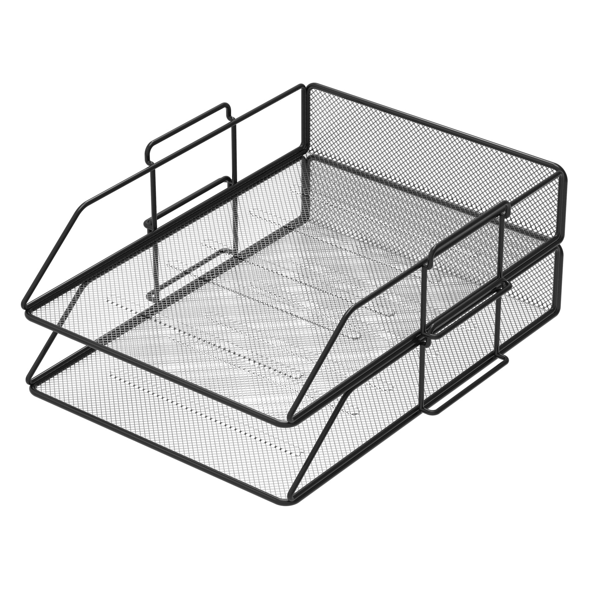 Pack of 2 Mesh Document Trays A4 Size Black. Stackable trays, Desk Organizer, Desk Drawers, Office Files, Desk Accessories, Magazine Holder, Document Sorter