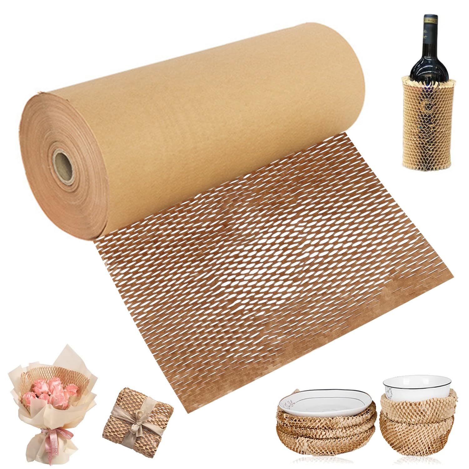 Honeycomb Wrap Pape,30cm*30m,Brown,Packing Paper for Moving and Wrapping,Packing Paper Cushioning Wrap for Shipping,Bubble Wrap for Moving House Alternative, for Breakables,Shipping,Gift