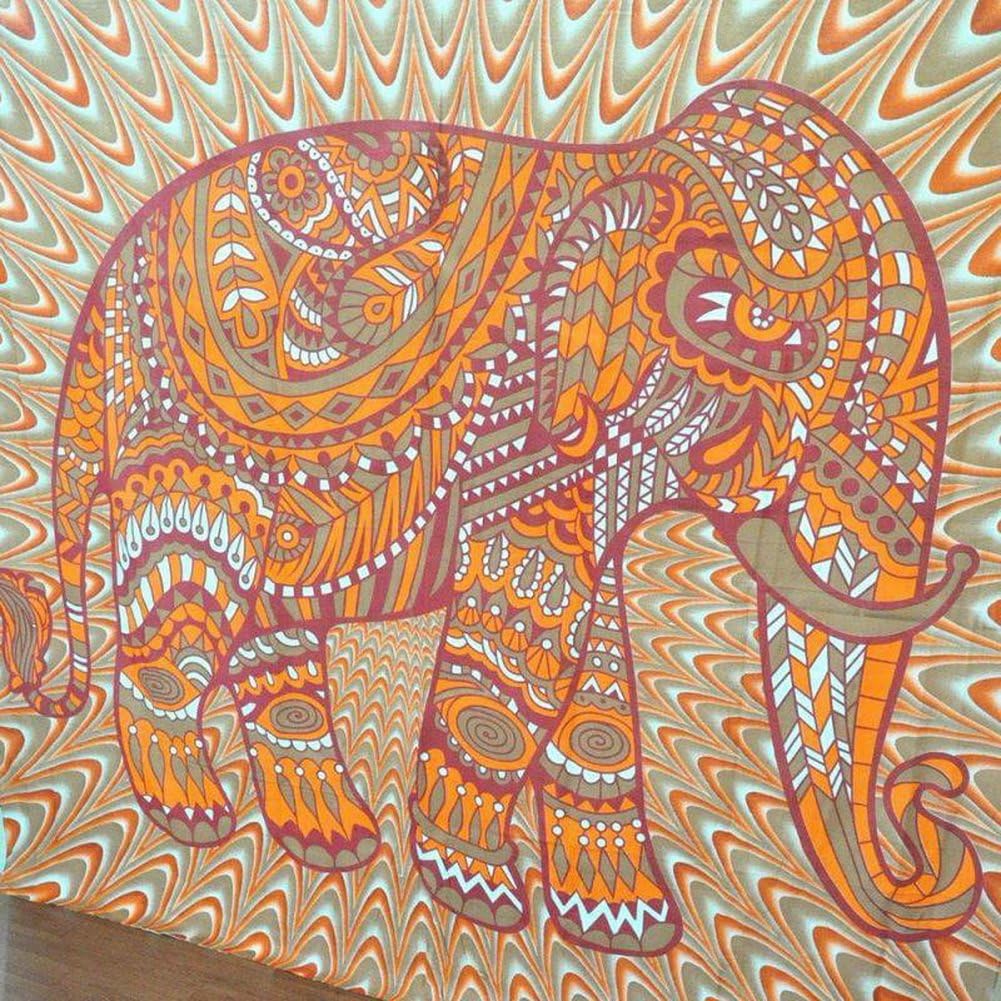 Minuya Bohemia Bohemian Style Elephant Feather Excellent Charming Beautiful Blue Grey Yellow Coloured Printed Lotus Tapestry Bohemia House Room Room Tapestry Buddhism yellow