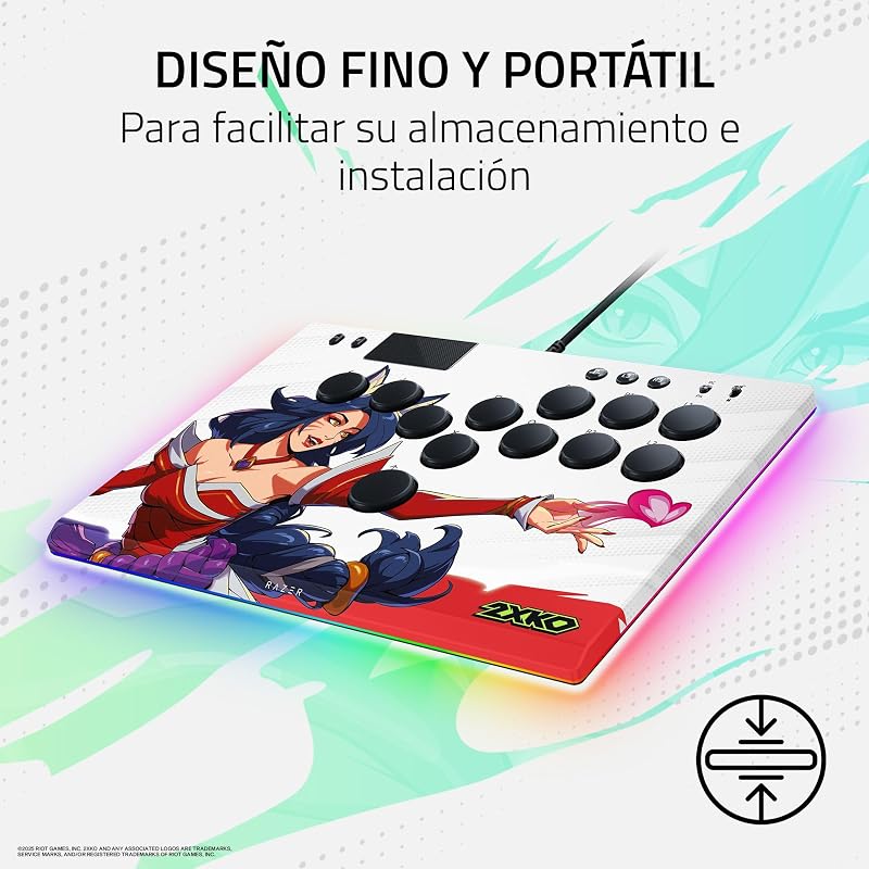 Kitsune 2XKO Edition - Mando arcade óptico con todos los botones para PS5 y PC - diseño con 4 botones de movimiento precisos - interruptores ópticos lineales planos | 2XKO