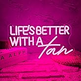 Allball Life’S Better With A Tan Neon Sign, USB Powered Dimmable LED Neon Light, for Summer Tanning Home Room Wall Decor Tropical Vacation Decor, Office Or Gift for Summer Lovers(14.1 * 7.8 In)