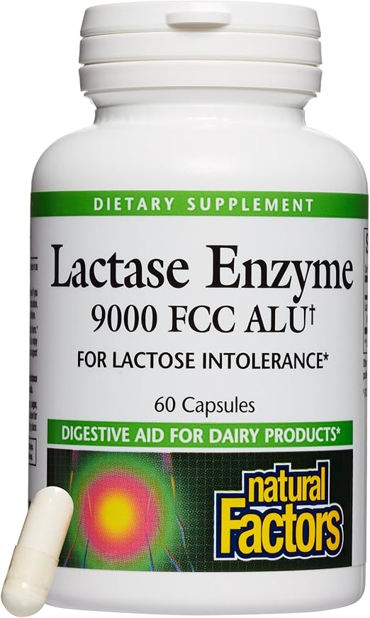Natural Factors Lactase Enzyme (9000 FCC Units, 60 Capsules) Amazon.co