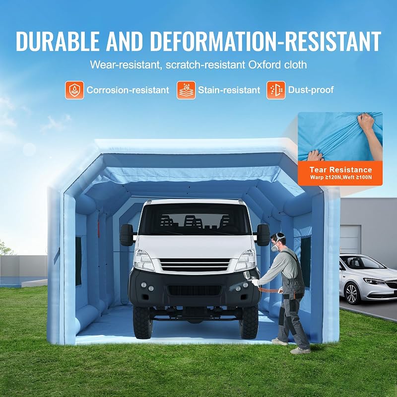 Cabina de Pintura Inflable de 9 x 4,8 x 3,6 m con Potentes Sopladores de 950 W+750 W y Sistema de Filtro de Aire, Cabina de Pintura Portátil para Camiones, Furgonetas y Maquinaria Grandes