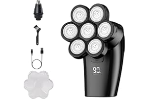VODOZAVA Electric Head Shavers for Men,2 in 1 Head Shavers for Bald Men, Bald Head Shavers for Men with Nose Hair Trimmer, Waterproof Wet/Dry Mens Grooming Kit, Anti-Pinch, LED Display, USB Rechargeable