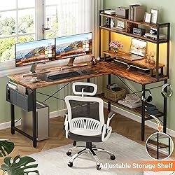 Aheaplus L Shaped Gaming Desk with Power Outlets