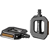 COGSTER Grid Bike Flat Pedals, Sandpaper Grip Surface, Reflectors | For MTB, road, city, touring, commuting and folding bikes