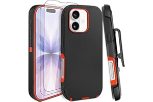 GYJ Case for iPhone 17 Case with 2 Screen Protector and Belt Clip Kickstand Holster, Full Cover Heavy Duty Military Grade Ant