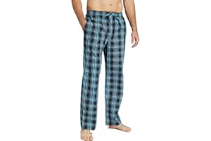 Jveyvth Mens Pajama Pants 100% Cotton Plaid Sleep & Lounge Pants, PJ Bottoms with Pockets and Button Fly