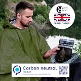 aZengear Emergency Survival Poncho 4pc Thermal Mylar Foil Hooded Green view 6