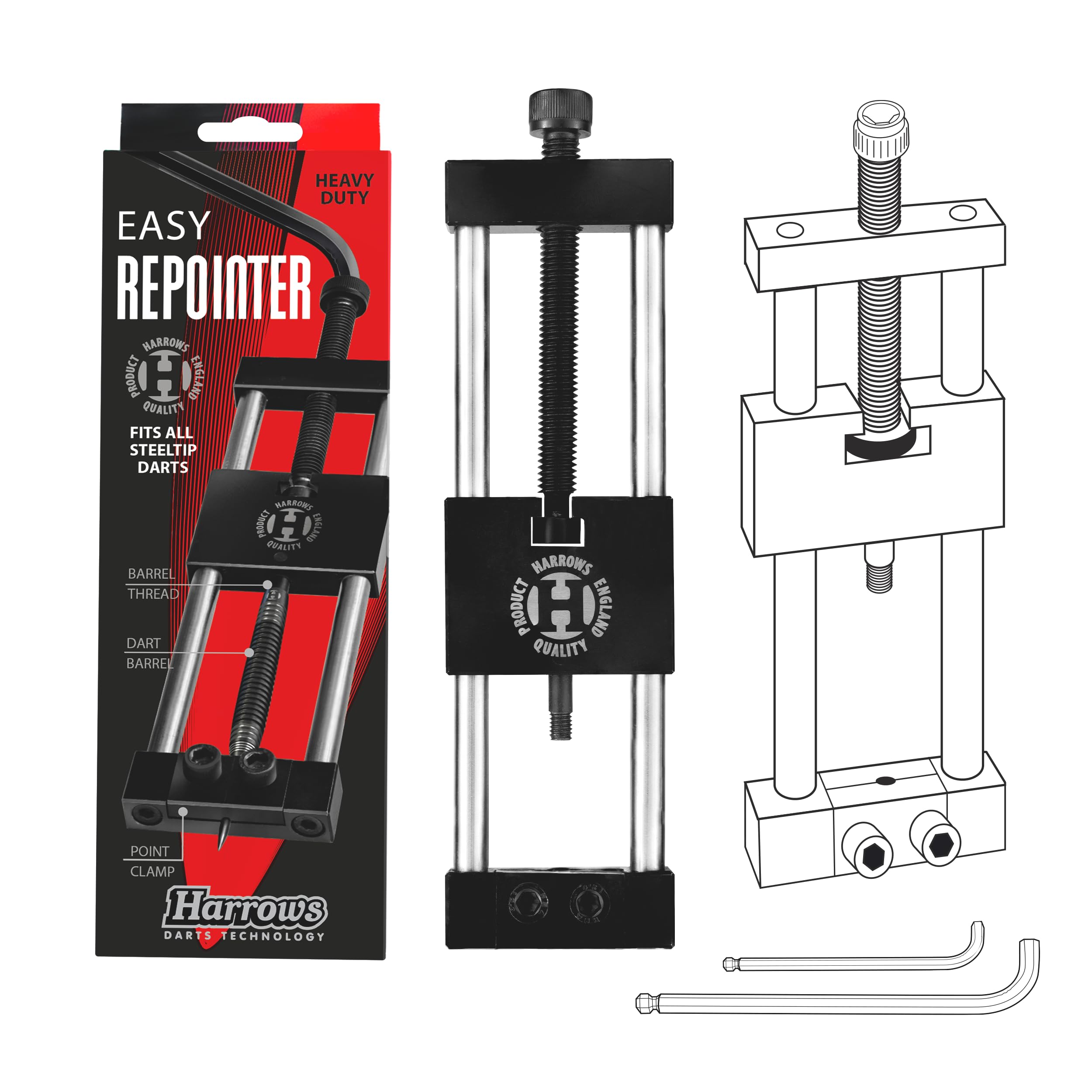 Harrows Easy Darts Re-Pointing Tool - Hand Held Repointer For Replacing Dart Points