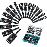 LIBRATON Magnetic Nut Driver Set, 16PCs Impact Driver Bit Set, Deep Nut Driver Set, SAE Nut Driver for Impact Drill, 1/4"-9/1