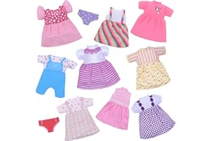 DIGABI Alive Baby Doll Clothes - 9 Sets Girl Doll Clothes Dress for 10 11 12 Inch Doll, Doll Outfits Accessories for Baby Doll Girl, Pretty Doll Cloth Handmade Girl Christmas Birthday Gift