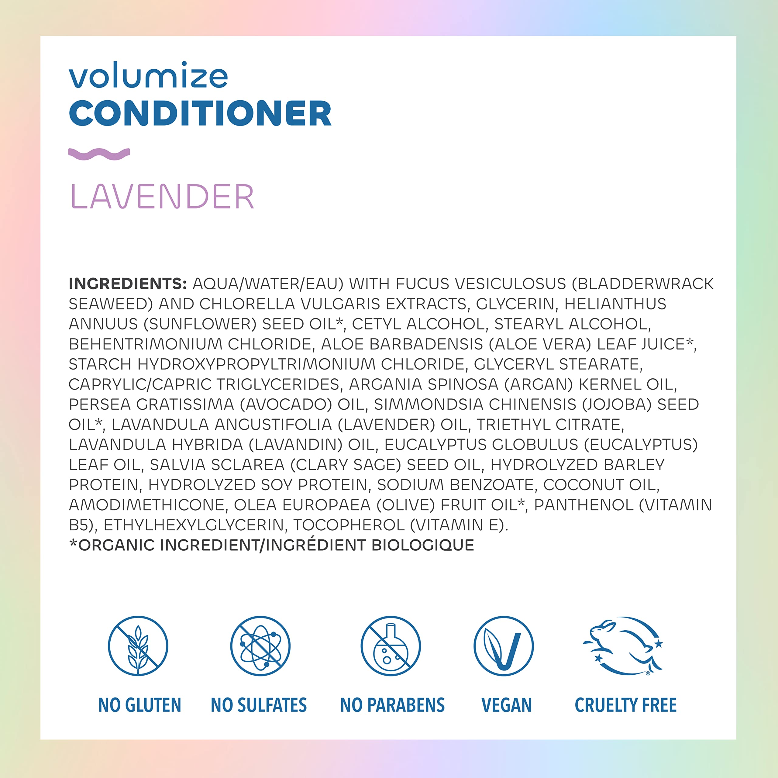 Seaweed Bath Co. Volumize Conditioner, Lavender Scent, 12 Ounce, Sustainably Harvested Seaweed, Green Algae, Barley Protein, For Normal to Fine Hair