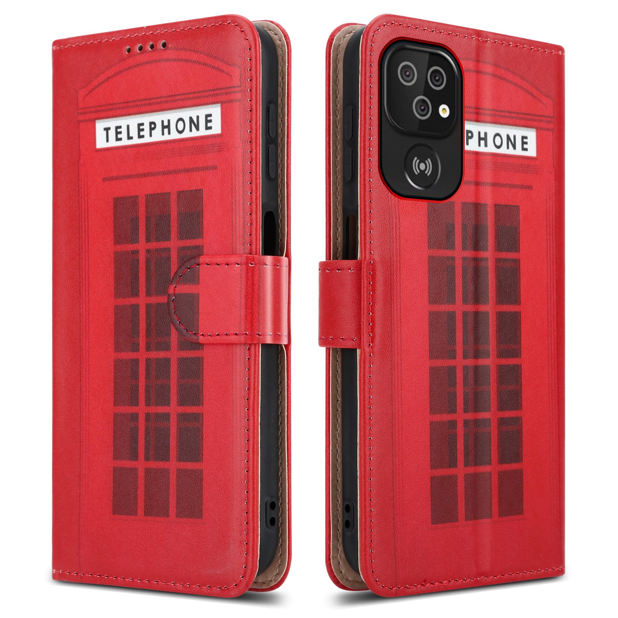 PIXFAB For Doro 8200 Leather Phone Case, Magnetic Closure Full Protection Book Folio Design, Wallet Case Cover [Card Slots] and [Kickstand] For Doro 8200 - Telephone Box