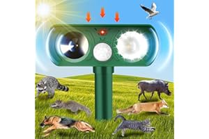 HYANEXVEXAL Solar Ultrasonic Cat Deterrent, Cat Deterrent Outdoor with Motion Sensor, Waterproof Cat Deterrent Outdoor Solar Farm Garden Yard Device with LED Flash Light for Cat Dog