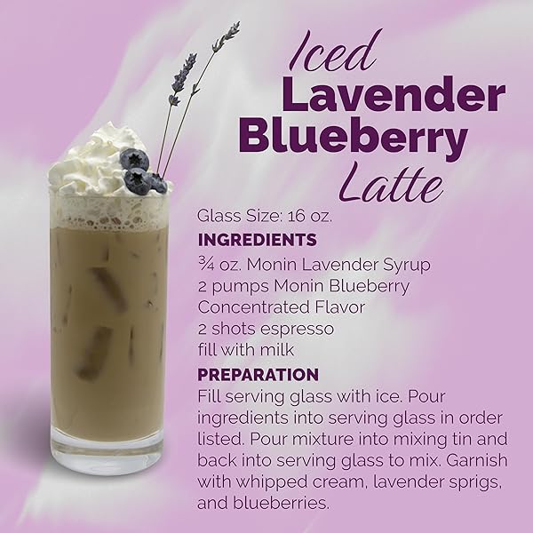 MONIN – LAVENDER SYRUP | AROMATIC & FLORAL, PREMIUM SYRUP FOR COCKTAILS, LATTES & MORE | CLEAN LABEL WITH NO ARTIFICIAL FLAVORS, NO ARTIFICIAL PRESERVATIVES (BPA FREE BOTTLE, 33.8 FL OZ)