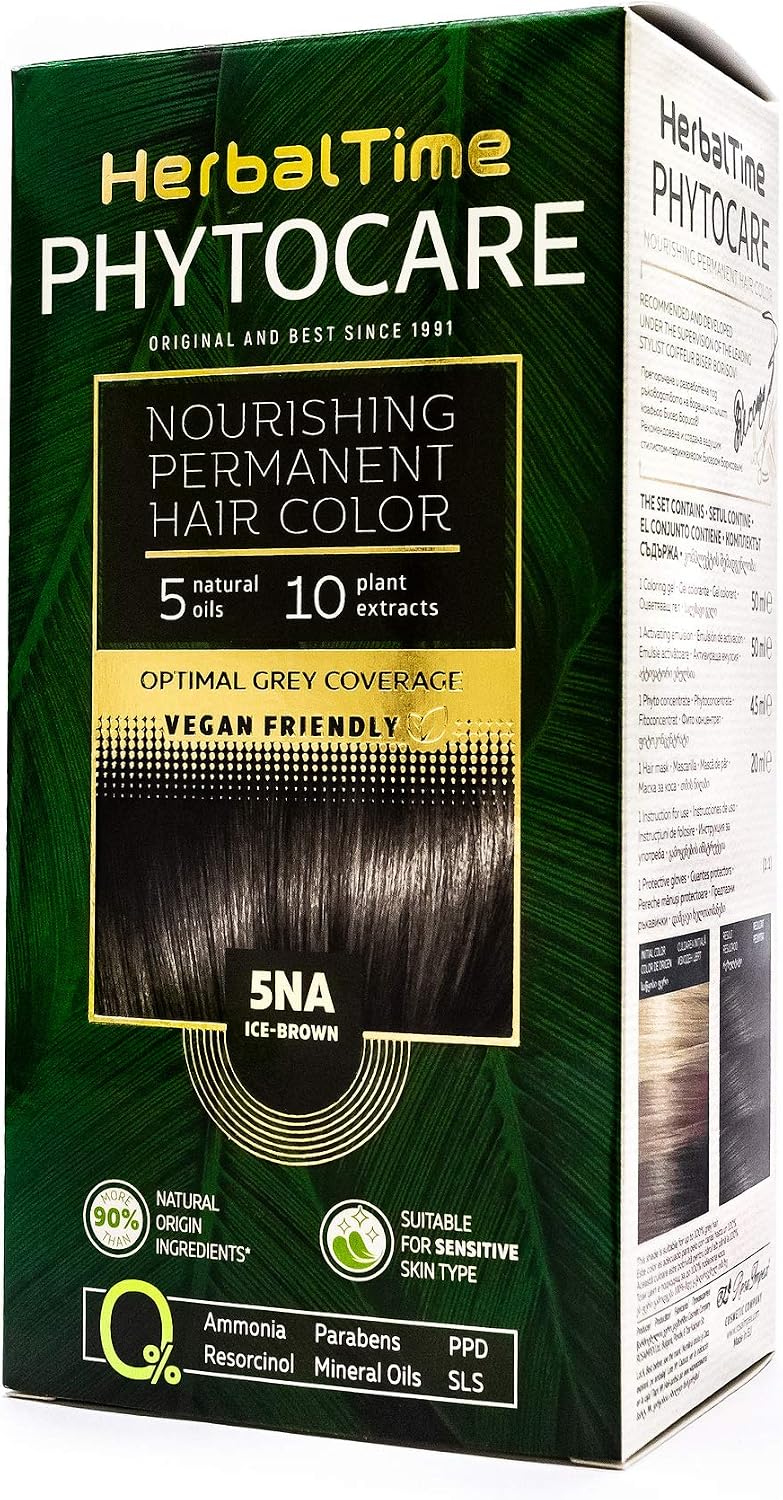 Herbal Time Phytocare Permanent Hair Dye Color Ice Brown 5NA, 5NA Ice-brown