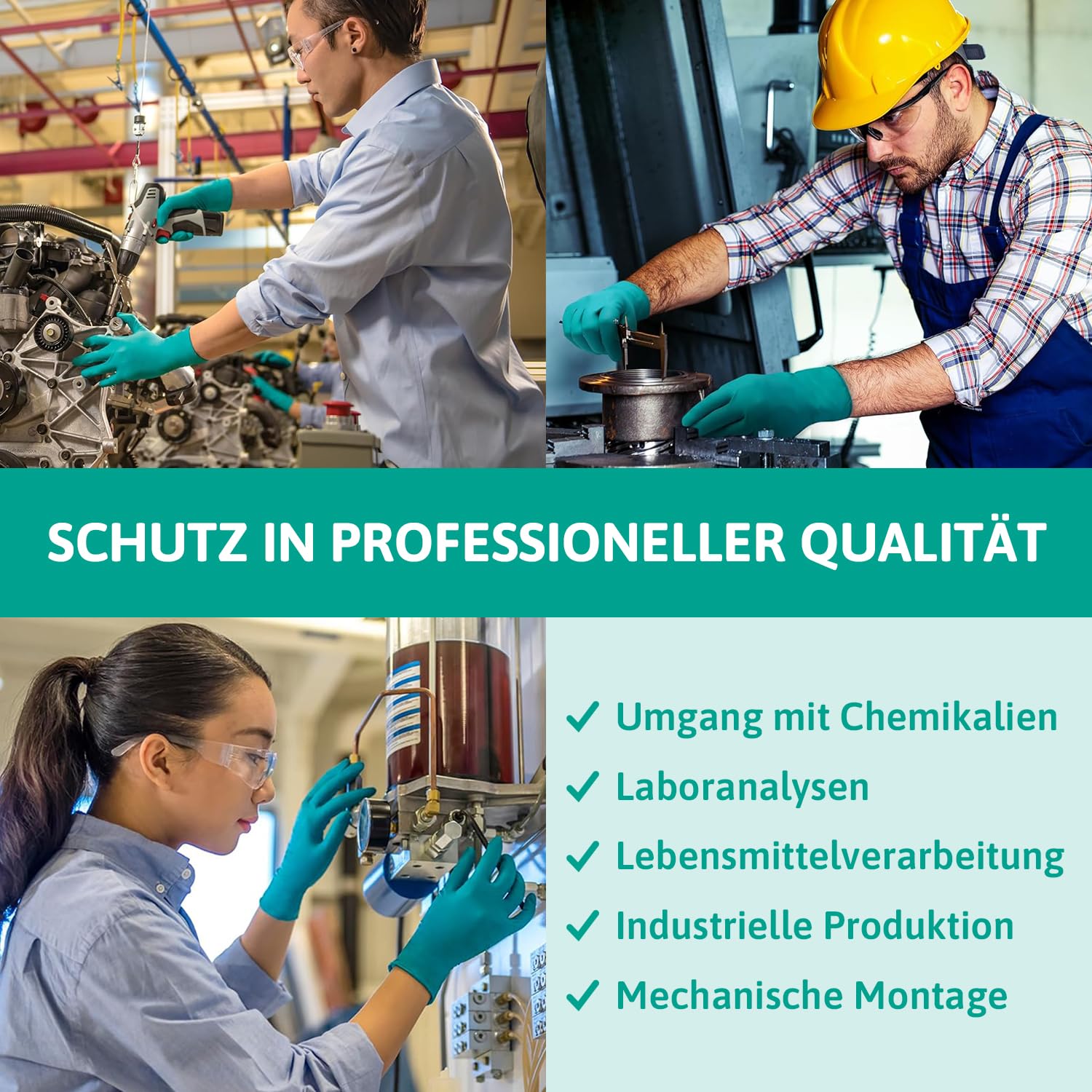 Ansell TouchNTuff 92-600,Nitril- Einmalhandschuhe, Einweghandschuhe für Lebensmittel, Chemikalienschutzhandschuhe mit hohem Schutz, Latexfreie Handschuhe, Grüne Nitrilhandschuhe, 100 Stück, Gr. L 3