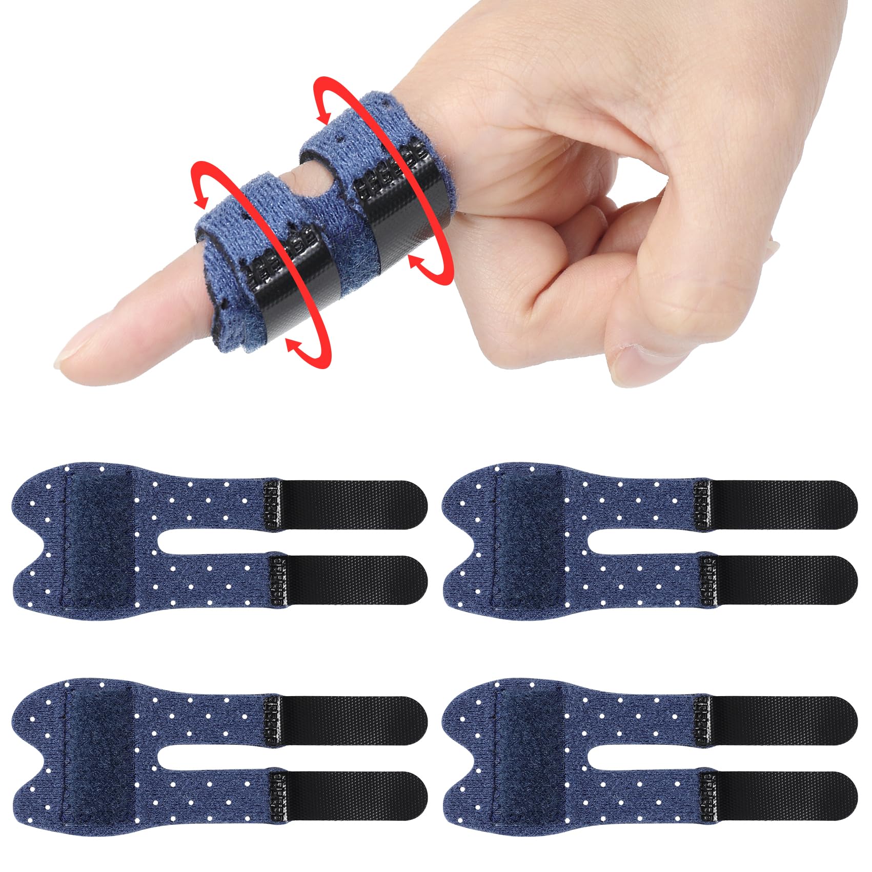 Photo 1 of Wisesso  Thumb Splints, Finger Splint for Broken/Straightening/Arthritis, Breathable Thumb Brace for Thumb/Middle/Ring/Index/Pinky Finger, Blue, Short, 4pcs