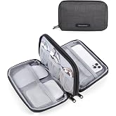 BAGSMART Electronics Travel Organizer for Cords, Zipper Pouch, Black | Travel Essentials, Tech Organizer Pouch, Cord organizer bag for Cables, Compact Travel Accessories