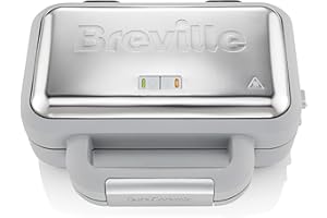 Breville DuraCeramic Waffeleisen | Antihaftbeschichtung und leichte Reinigung + tiefe, abnehmbare Platten | Grau/Silber | [VS
