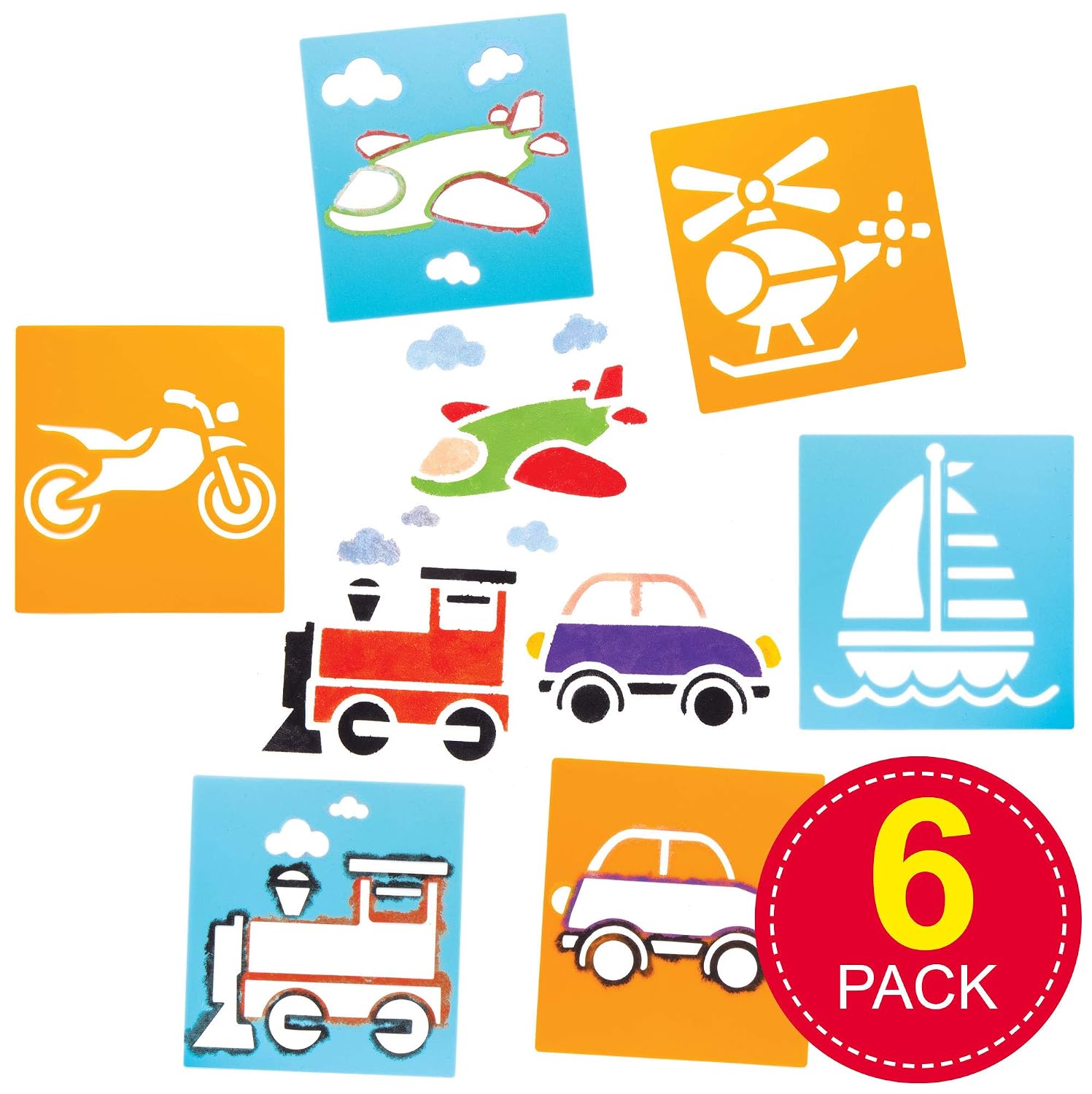 Baker Ross Transport Stencils for Painting (Pack of 6) AW715, Washable Plastic Paint Stencil Set for Kids Craft Stencils - Image 3