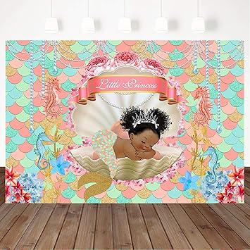 Amazon Com Mocsicka Mermaid Princess Baby Shower Backdrop Under The Sea Baby Shower Party Decorations 7x5ft Vinyl Mermaid Theme Girl Baby Shower Party Photo Studio Booth Background Camera Photo