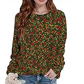 Womens Boho Floral Sweatshirt Graphic Pullover Tops Long Sleeve Round Neck Plus Size Fall Casual Hoodies
