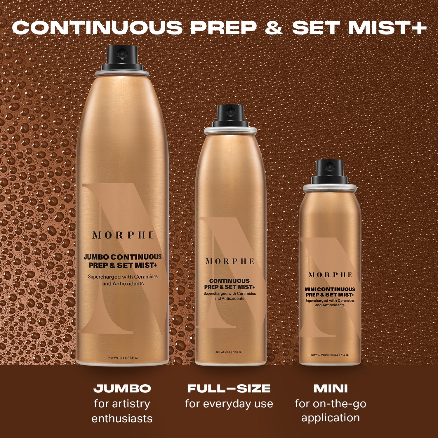 Morphe Continuous Prep & Set Setting Spray - Hydrating Setting Spray for Makeup & Skin Prep - Enriched with Ceramides and Antioxidants for a Radiant Finish (2.8 oz)