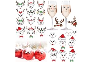 MOSITU Christmas Face Stickers for Crafts Ornaments Decals Christmas Gift Stickers Decorations Reindeer Vinyl Face Eye Decals for Glass Cup Water Bottle Fridge Window Wall Xmas Holiday Party Supplies