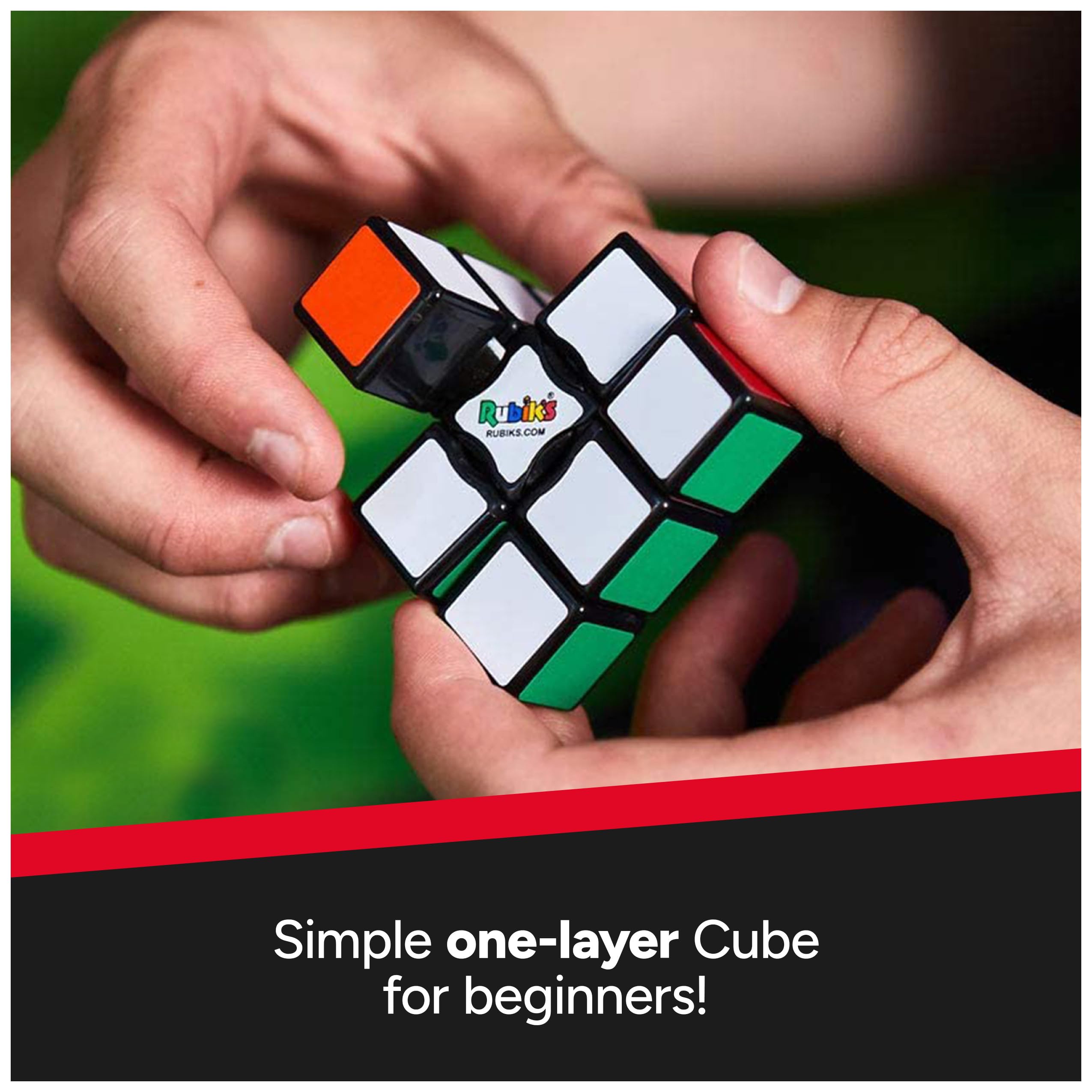Rubik’s Cube, Edge, 3x3x1 Cube for Beginners, Single Layer Puzzle Problem-Solving STEM Toy, Problem-Solving Brain Teaser, Classic Color-Matching Puzzle, Fidget Toy, Stocking Stuffers for Ages 8 & Up