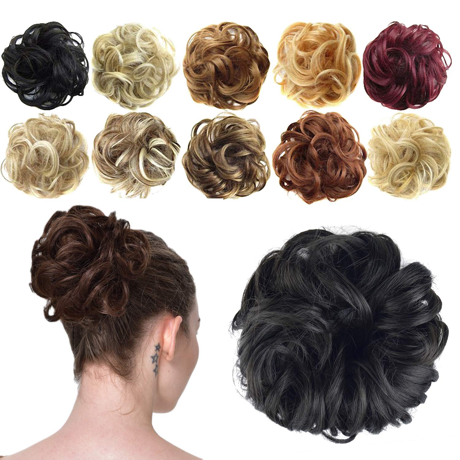 Feshfen Synthetic Hair Bun Extensions Messy Hair Scrunchies Hair