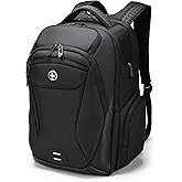 Swissdigital Design Men's Laptop Backpack for College and Business Travel with Integrated USB Charging Port and RFID Protection Fits Laptops up to 15.6 Inch, Black | SD1695-01