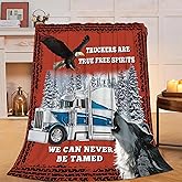 UIAMT Truck Eagle Blanket Trucking Flannel Plush Throw Blanket Cozy Trucker Wolf Wildlife Decor Fleece Stuff Blanket Gifts for Lover Girls Boys Kids Adults Women Bed Travel 40"x50"