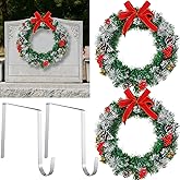 Crowye 4 Pcs Christmas Memorial Cemetery Wreath for Graves with 2 Pcs 15.8" Grave Wreaths for Cemetery 2 Pcs 8" Headstone Hanger Christmas Grave Decorations Xmas Tombstone Decor(Classic Style)