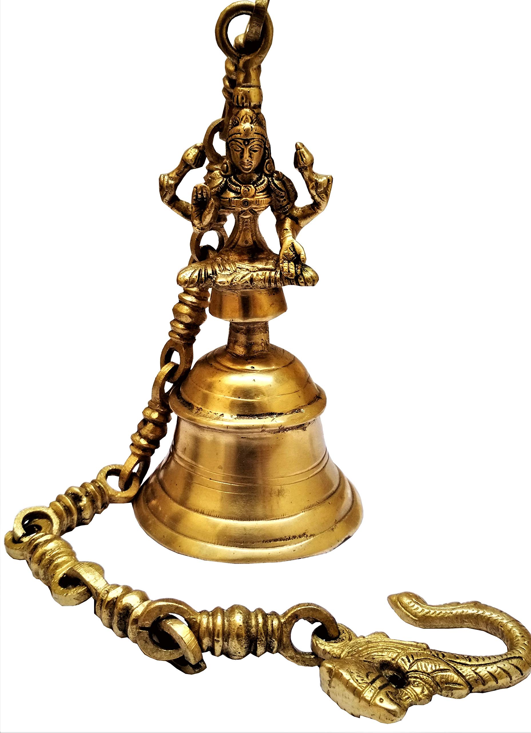 Purpledip Brass Hanging Bell Ma Lakshmi: Deep Resonating Sound (11580)